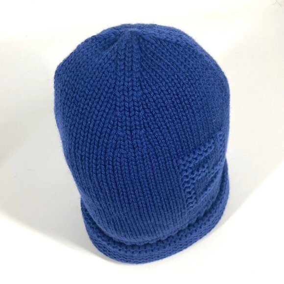 FENDI Logo FF beanie hat knit hat knit cap Knit hat wool blue - Picture 11 of 12